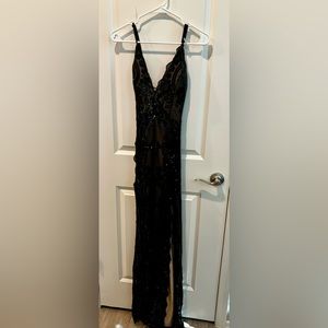 Giffniseti Black Sequin formal full length dress.